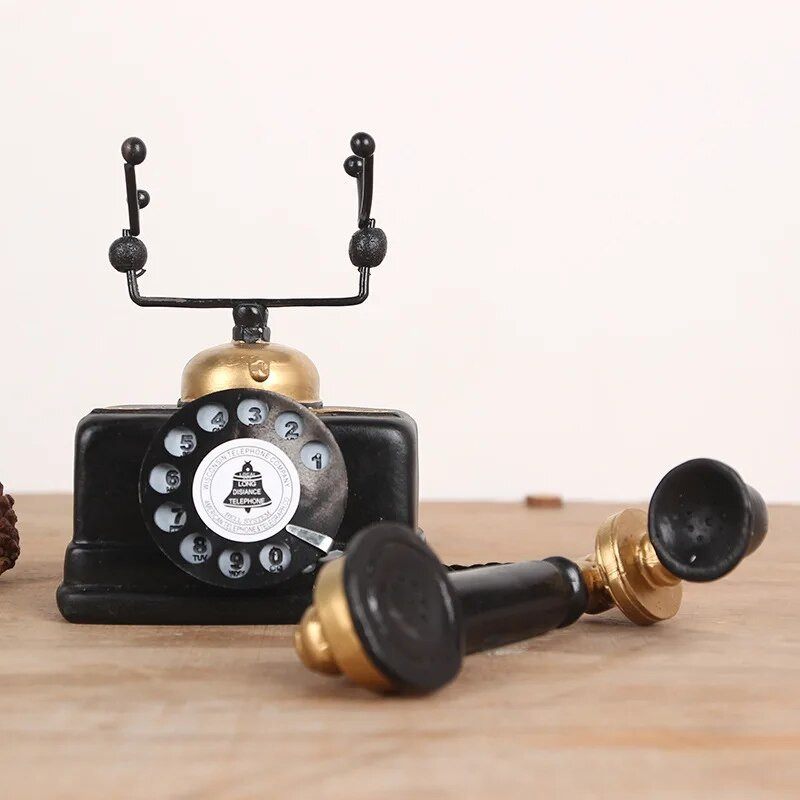 Vintage Műtárgyak Régiségek Figura Régi bútorok Telefon szobrok Mesterségek Retro Telefonmodell Otthoni Dísz Kávézó Dekoráció