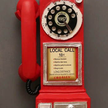 Носталгичен телефонен модел от смола, занаятчийски стар селски телефонен орнамент, мини мебели, стенен орнамент, семеен подарък, филмов реквизит