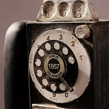 Носталгичен телефонен модел от смола, занаятчийски стар селски телефонен орнамент, мини мебели, стенен орнамент, семеен подарък, филмов реквизит