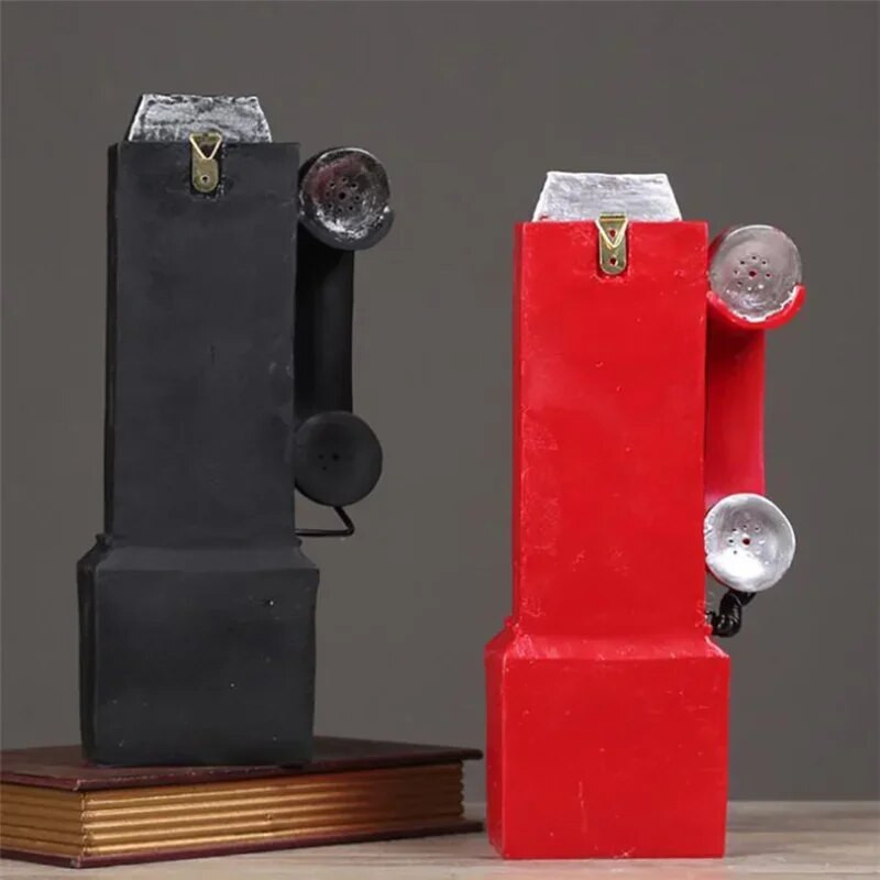 Nostalgiškas telefono modelis, derva, rankdarbiai, senas kaimo telefonas, mini baldai, sienos papuošalas, šeimos dovana, filmo rekvizitas