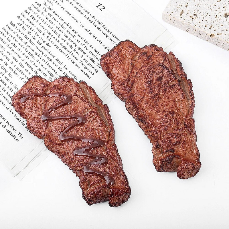 1 DB PVC szimuláció ételdísz steak modell barkácsolás élő fotózás kellékek Otthoni Konyha Fesztivál Mesterséges dekorációs kellékek