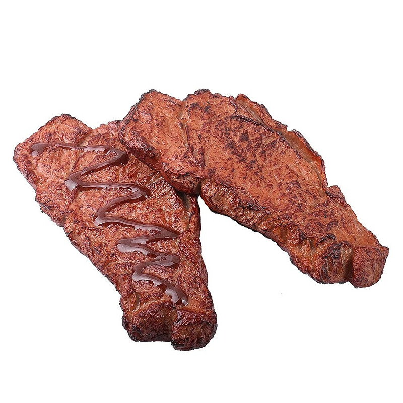 1 DB PVC szimuláció ételdísz steak modell barkácsolás élő fotózás kellékek Otthoni Konyha Fesztivál Mesterséges dekorációs kellékek