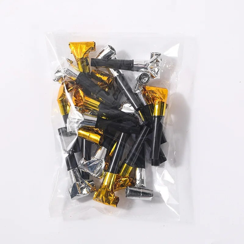 100PCS Златни, сребърни лазерни деца Blow Dragon Играчка Декорация за рожден ден Реквизит Реквизит за Деня на детето Честване Реквизит