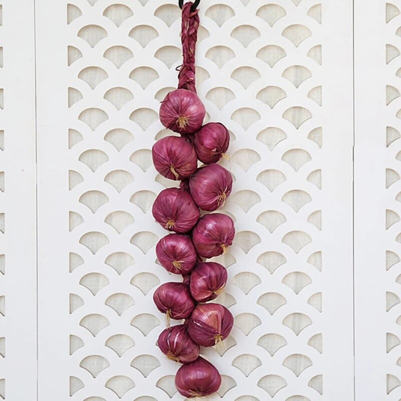 Kunstliku küüslaugu nööri simulatsiooniga võltsitud taimsed eksponaadid kodu magamistoa peokollektsiooni sisekujunduseks