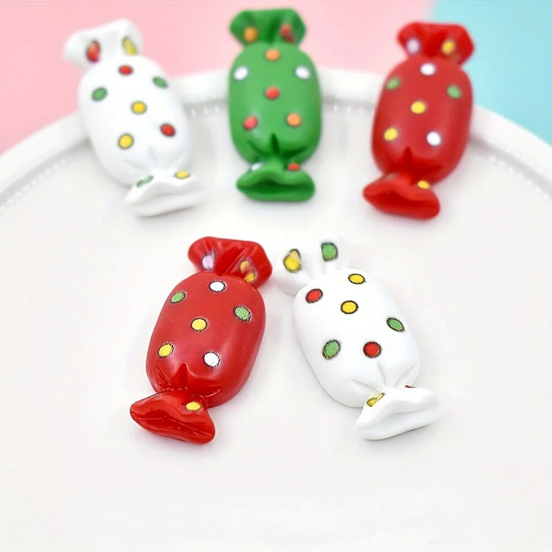 10vnt Kalėdiniai saldainiai Mini karoliukai dervos saldainiai Kalėdų dekoro dovanos Kalėdų saldainiai, plokščiapadžiai pasidaryk pats Kalėdų papuošalai Amatai