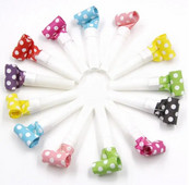 6 tk/partii Laste sünnipäevapeo müra tekitajad täpid puhumisfestival Naljakas rekvisiit Pinata laste pidusoodustused kingitus sarve vile