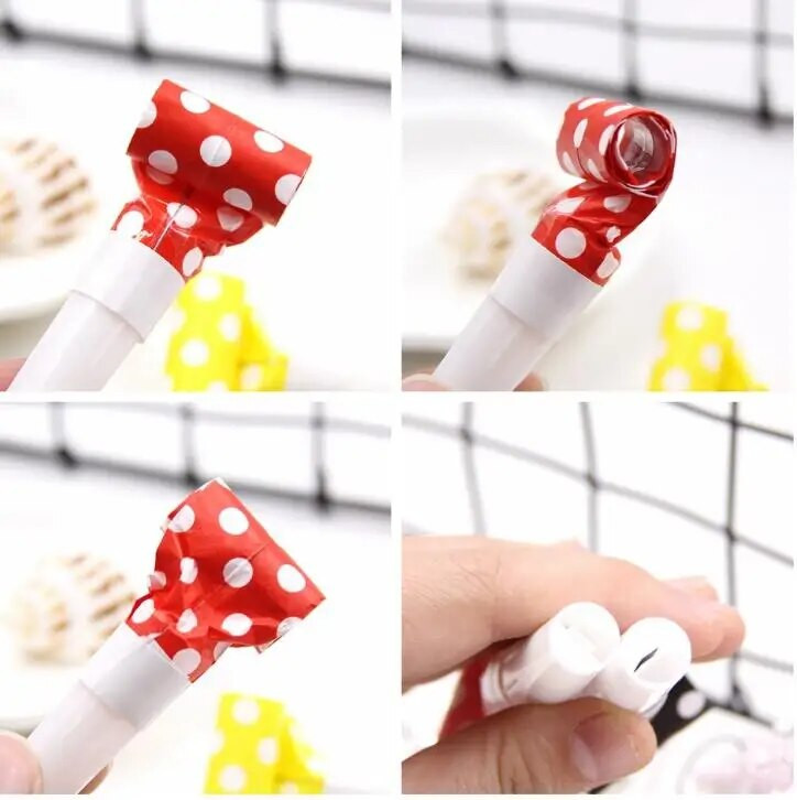 6 tk/partii Laste sünnipäevapeo müra tekitajad täpid puhumisfestival Naljakas rekvisiit Pinata laste pidusoodustused kingitus sarve vile