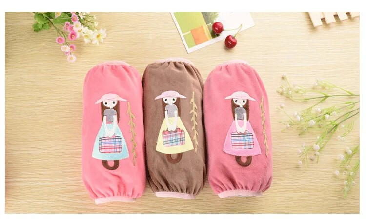 1 чифт анимационни момичета с горен ръкав Flannelette Зимни палта Прахоустойчиви ръкави с маншет Горни ръкави Инструменти за почистване на дома Аксесоари ND 015
