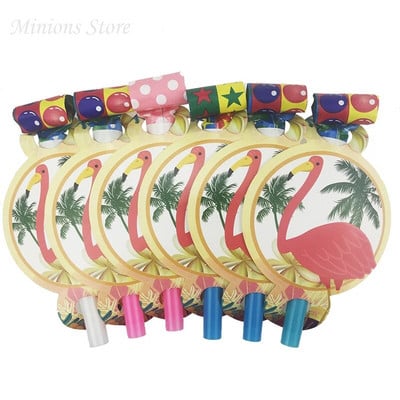 12db/tétel Rajzfilm Flamingók sípok gyerekeknek Buli Rajzfilm Blowing Dragon Blowout Baba születésnapi party Dekoráció és kellékek