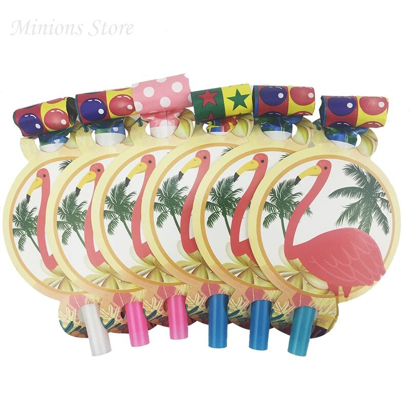 12db/tétel Rajzfilm Flamingók sípok gyerekeknek Buli Rajzfilm Blowing Dragon Blowout Baba születésnapi party Dekoráció és kellékek