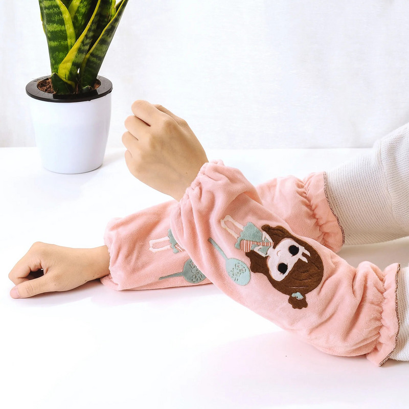 Ilgos animacinių filmų rankovės studentams suaugusiems nuo taršos saugančios rankovės, išsiuvinėtos languotos mergaitės ledinukų rankovės virtuvės rankovės, viršutinės rankovės