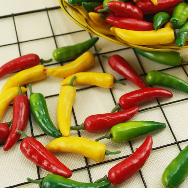 Dirbtinis netikrų vaisių augalas Mini čili aitrioji paprika „pasidaryk pats“ namų dekoravimo priedai fotografijos reikmenys 5 vnt. / maišelis