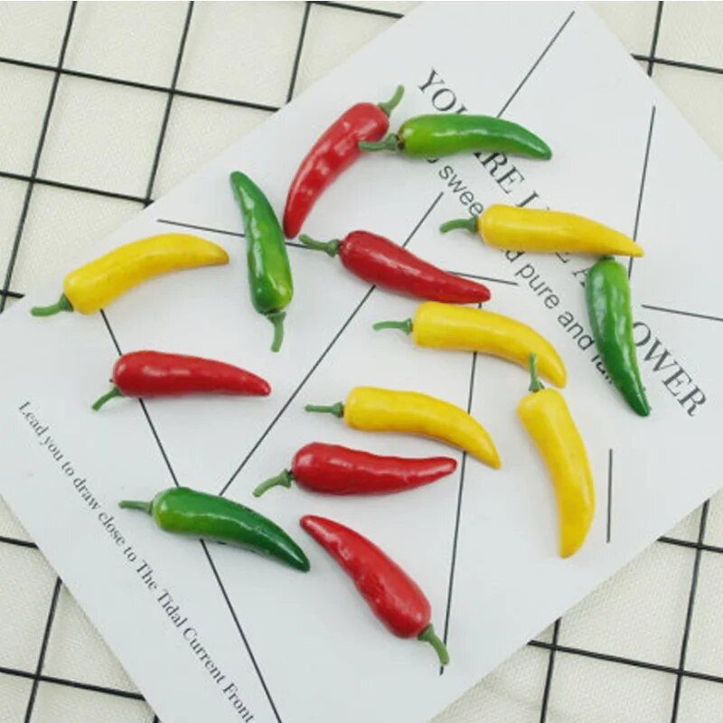 Dirbtinis netikrų vaisių augalas Mini čili aitrioji paprika „pasidaryk pats“ namų dekoravimo priedai fotografijos reikmenys 5 vnt. / maišelis