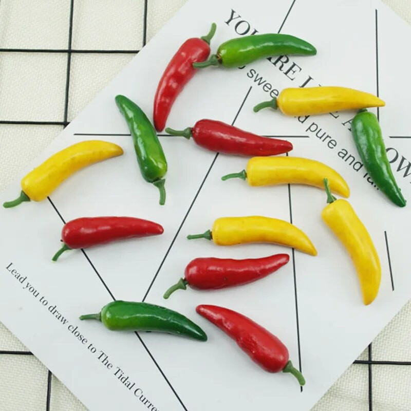 Dirbtinis netikrų vaisių augalas Mini čili aitrioji paprika „pasidaryk pats“ namų dekoravimo priedai fotografijos reikmenys 5 vnt. / maišelis