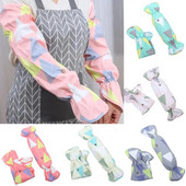 1 чифт Устойчиви на масло удължени сгъваеми еластични маншети против замърсяване Кухненски ръкави с геометричен триъгълен модел Калъфи за ръце