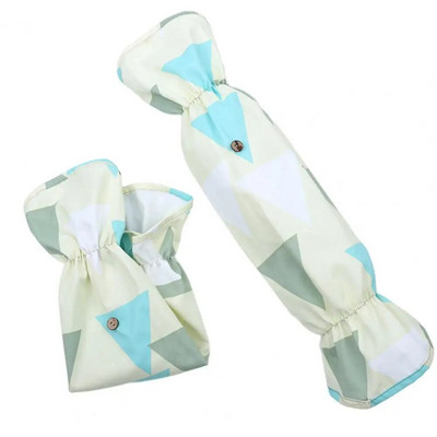 1 чифт Устойчиви на масло удължени сгъваеми еластични маншети против замърсяване Кухненски ръкави с геометричен триъгълен модел Калъфи за ръце