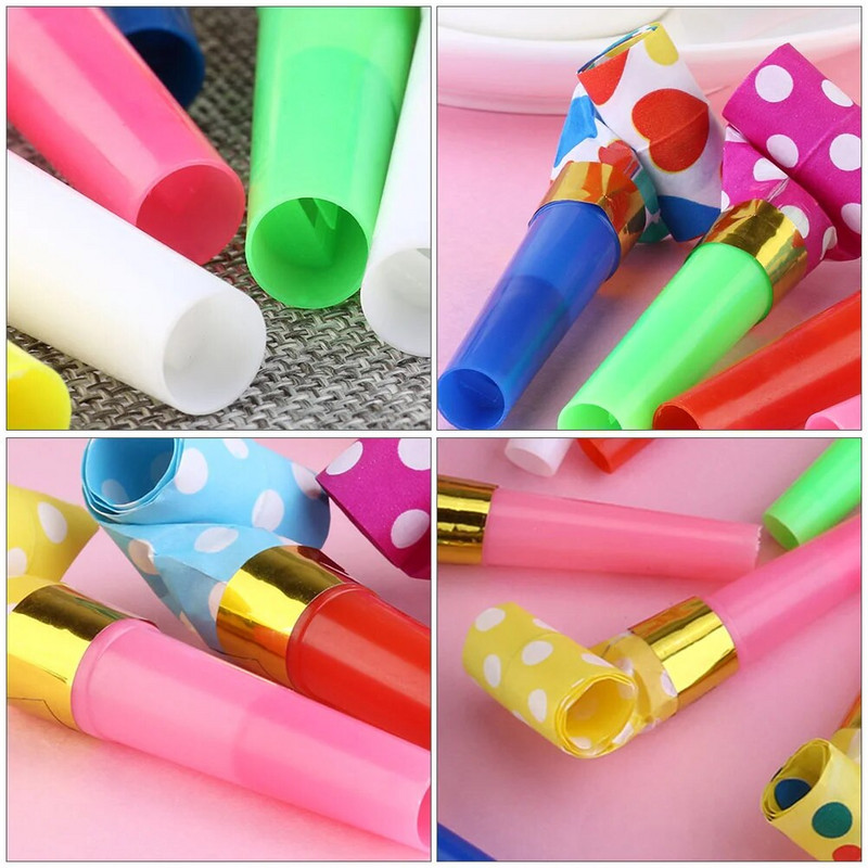 50 бр. Свирка за издухване на ролка за деца Свирки за рожден ден Детска тромбета Подарък Сувенири за парти Сешоар