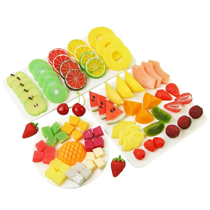 Hamis gyümölcs szeletek őszibarack eper gyümölcs Kiwi gyümölcs görögdinnye alma mangó narancs citrom ananász szimulációs gyümölcs modell