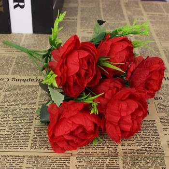Φτηνή προσομοίωση κεφαλών 6 λουλουδιών παιωνία φιλιγκράν τριαντάφυλλο μπουκέτο παιωνία ρετρό νυφική ανθοδέσμη ψεύτικο σπίτι λουλουδιών DIY Χριστουγεννιάτικο γάμο Δεκ