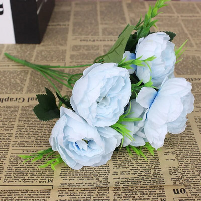 Jeftini 6 cvjetnih glava simulacija božur filigranski buket ruža božur retro svadbeni buket lažni cvjetni dom DIY božićno vjenčanje dec