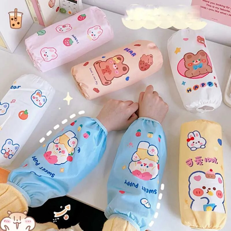 Kawaii Cartoon ujjatlan mandzsetta házimunka tisztítás szennyeződés elleni vízálló ujj ujj mandzsetta védelem konyhai kötény tartozékok