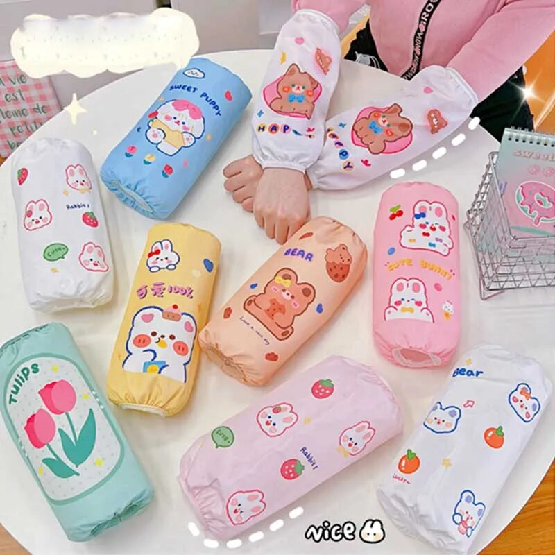 Kawaii Cartoon ujjatlan mandzsetta házimunka tisztítás szennyeződés elleni vízálló ujj ujj mandzsetta védelem konyhai kötény tartozékok