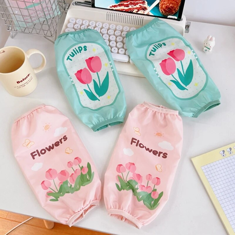 Kawaii Cartoon ujjatlan mandzsetta házimunka tisztítás szennyeződés elleni vízálló ujj ujj mandzsetta védelem konyhai kötény tartozékok