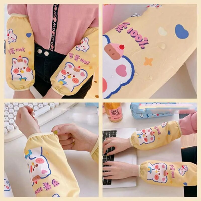Kawaii Cartoon ujjatlan mandzsetta házimunka tisztítás szennyeződés elleni vízálló ujj ujj mandzsetta védelem konyhai kötény tartozékok