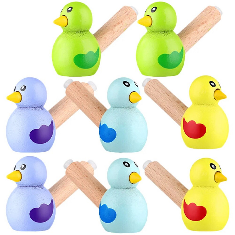 8 vnt Vaikiški žaislai su švilpuku Mediniai švilpukai vaikams Animaciniai paukščių švilpukai maži žaislai su švilpuku