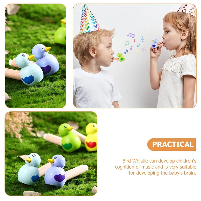 8 vnt Vaikiški žaislai su švilpuku Mediniai švilpukai vaikams Animaciniai paukščių švilpukai maži žaislai su švilpuku
