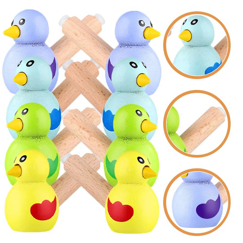8 vnt Vaikiški žaislai su švilpuku Mediniai švilpukai vaikams Animaciniai paukščių švilpukai maži žaislai su švilpuku