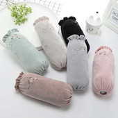 Korėjietiškos naujos moteriškos ilgos rankovės, siuvinėtos rožinės spalvos raštu, apsaugančios nuo užsiteršimo pliušiniu audiniu su rankovėmis namų biuro moteriškos rankovės LC498