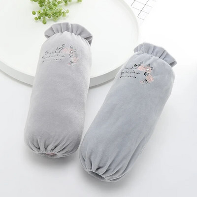 Korėjietiškos naujos moteriškos ilgos rankovės, siuvinėtos rožinės spalvos raštu, apsaugančios nuo užsiteršimo pliušiniu audiniu su rankovėmis namų biuro moteriškos rankovės LC498