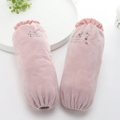 Korėjietiškos naujos moteriškos ilgos rankovės, siuvinėtos rožinės spalvos raštu, apsaugančios nuo užsiteršimo pliušiniu audiniu su rankovėmis namų biuro moteriškos rankovės LC498