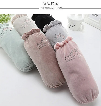 Korėjietiškos naujos moteriškos ilgos rankovės, siuvinėtos rožinės spalvos raštu, apsaugančios nuo užsiteršimo pliušiniu audiniu su rankovėmis namų biuro moteriškos rankovės LC498