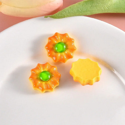 10PCS Блестящи сандвич бисквити серия кабошони от смола с плосък гръб за фиби Scrapbooking Направи си сам Аксесоари за декорация на бижута