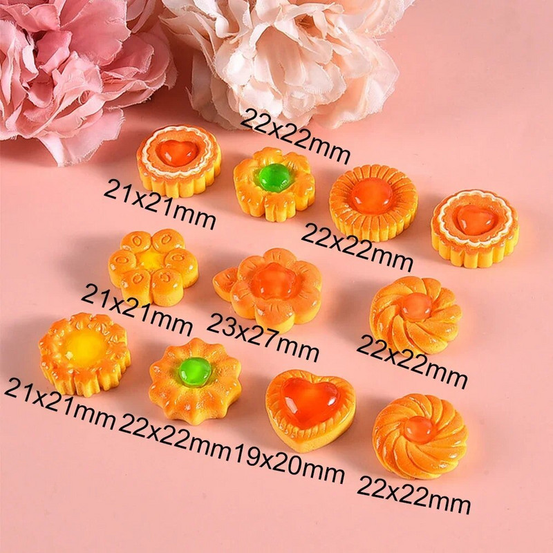 10PCS Блестящи сандвич бисквити серия кабошони от смола с плосък гръб за фиби Scrapbooking Направи си сам Аксесоари за декорация на бижута