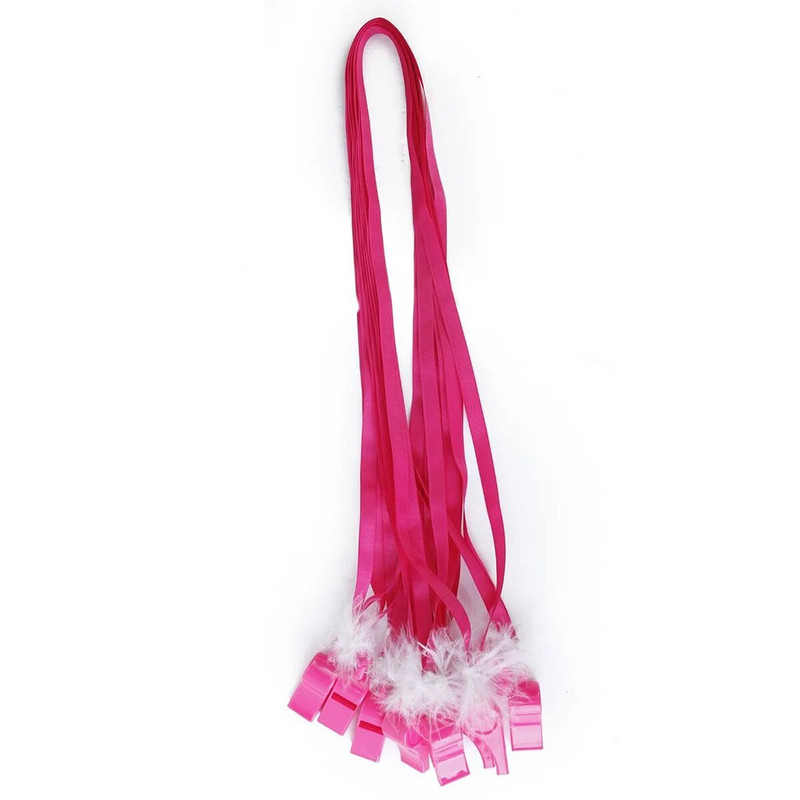 10db Party Games műanyag bolyhos síp szíjjal (rózsás)