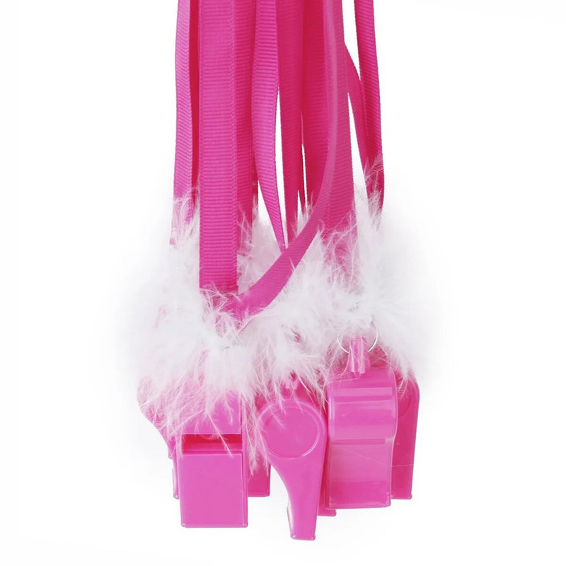 10db Party Games műanyag bolyhos síp szíjjal (rózsás)