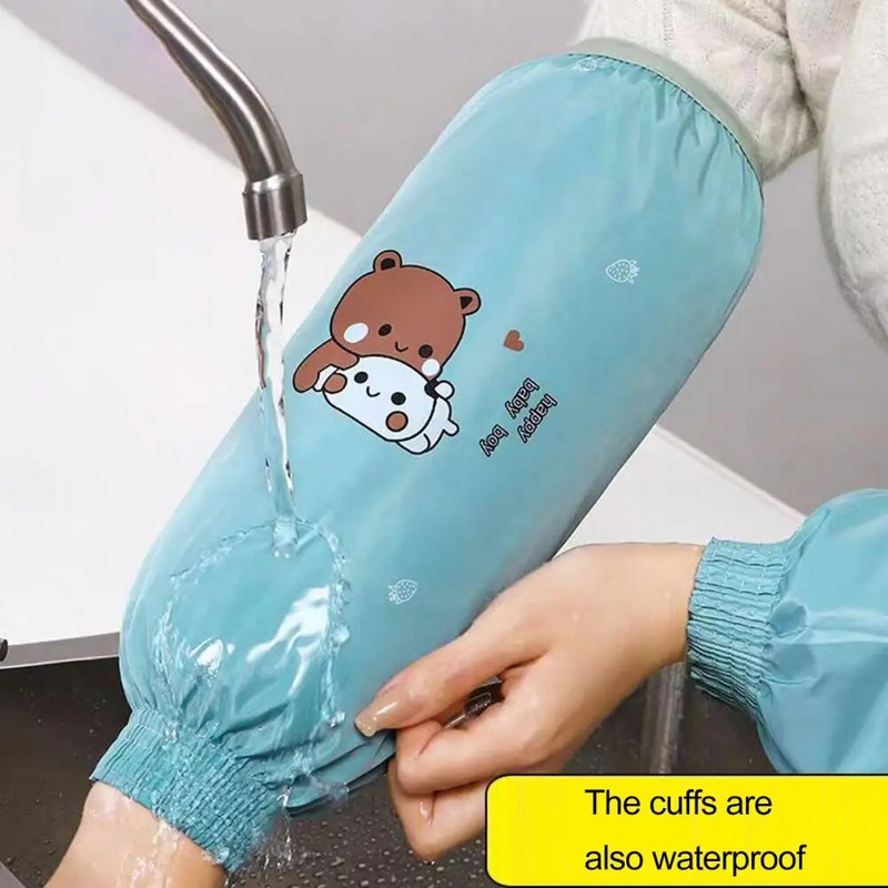 1 pora nuo užsiteršimo apsaugančių rankovių dangtelių, vandeniui atsparių mielų animacinių filmų raštų rankovių apsauga, purvui atspari, nešvarumams atspari rankų rankovė