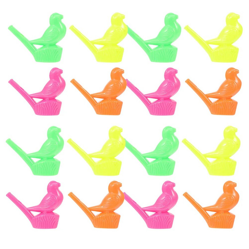 16 vnt. Puikus paukščio švilpukas mažas muzikos instrumentas, plastikiniai švilpukai vakarėliui, žavingi, spalvingi