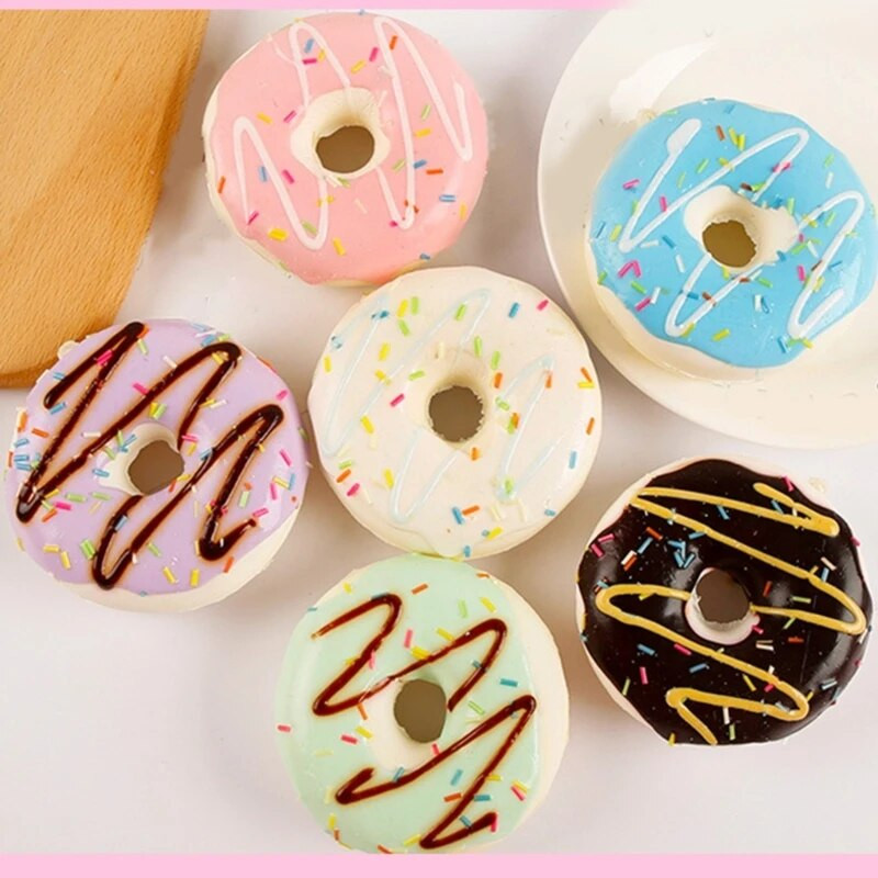 Изкуствени понички модел симулация PU поничка хляб реквизит за фотография за облекчаване на стреса бавно отскок фалшиво забавление Drop Shipping