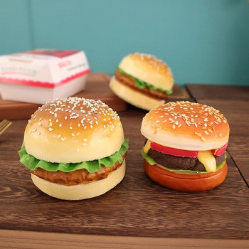 Симулиран модел на храна Хамбургер Хлябни играчки Реквизит за храна Модел Орнамент за прозорец Изкуствена храна Фалшива храна Изкуствен хамбургер