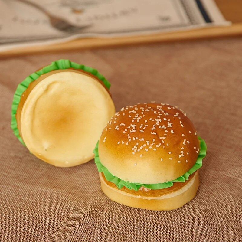 Imituotas maisto modelis mėsainis mėsainis Duona žaislai Maisto rekvizitai Modelis lango ornamentas Dirbtinis maistas Netikras maistas Dirbtinis mėsainis