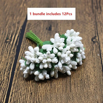 12 τμχ mini Bud Stamens Οικογενειακός Κήπος Χειροποίητο Τεχνητό Μπουκέτο Γάμος Χαρούμενα Χριστούγεννα Διακόσμηση DIY Pearl Craft Fake Flowers