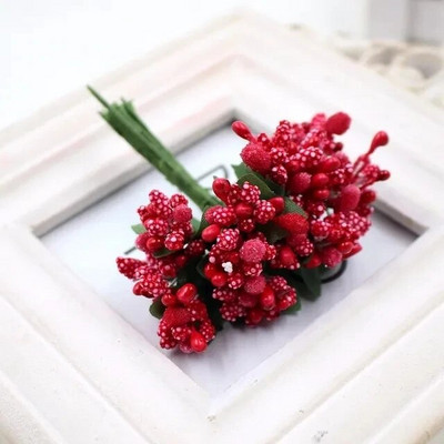 12 tk mini Bud tolmukad Pereaed Käsitsi valmistatud kunstlik kimp Pulmad Häid jõulukaunistusi DIY pärlite käsitöö võltslilled