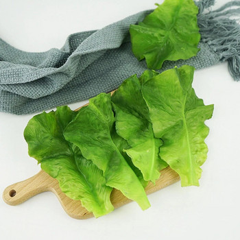 3τμχ Πράσινα φύλλα μαρουλιού Πράσινο μοντέλο κουζίνας Τεχνητά τρόφιμα Τεχνητά λαχανικά Μοντέλο Φωτογραφία Στήριγμα Τραπέζι Διακόσμηση σπιτιού