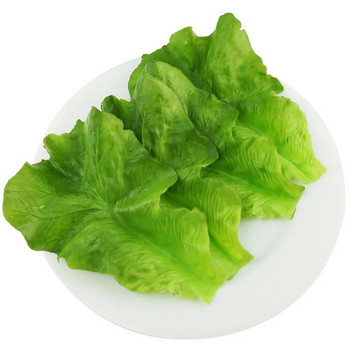 3τμχ Πράσινα φύλλα μαρουλιού Πράσινο μοντέλο κουζίνας Τεχνητά τρόφιμα Τεχνητά λαχανικά Μοντέλο Φωτογραφία Στήριγμα Τραπέζι Διακόσμηση σπιτιού