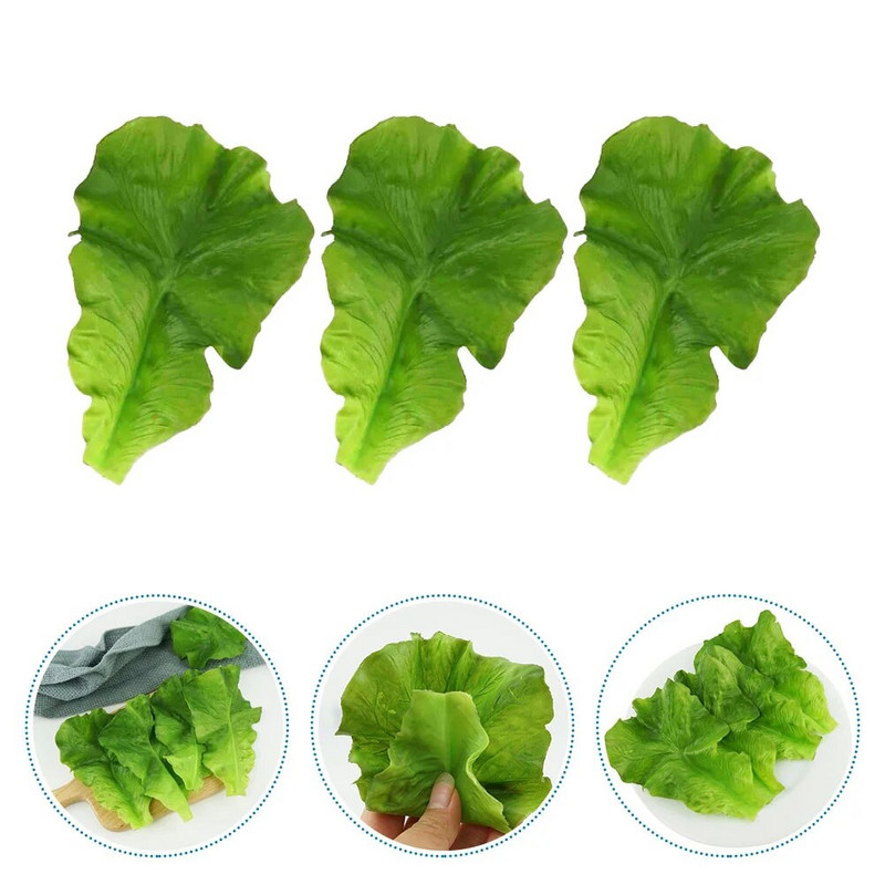 3 vnt Žaliųjų salotų lapai Daržovių modelis Virtuvė Dirbtinis maistas Dirbtinės daržovės Modelis Nuotraukų Rekvizitas Stalas namų dekoravimas