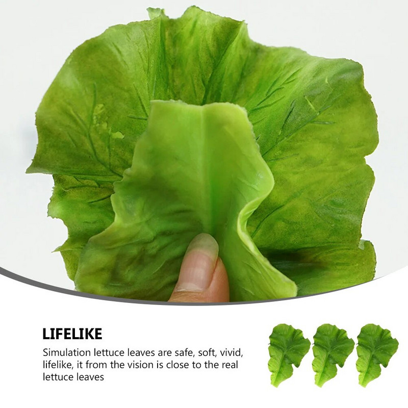 3 vnt Žaliųjų salotų lapai Daržovių modelis Virtuvė Dirbtinis maistas Dirbtinės daržovės Modelis Nuotraukų Rekvizitas Stalas namų dekoravimas